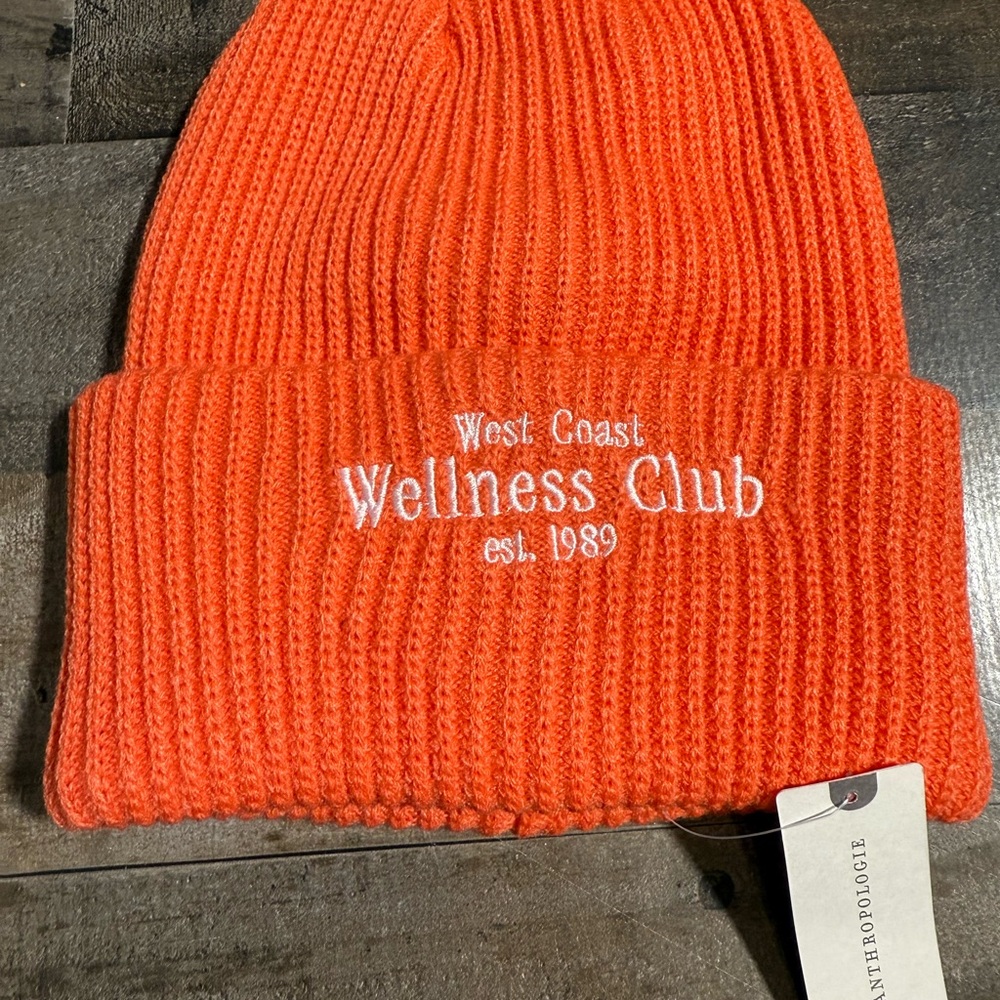 Anthropologie Daily Practice West Coast Wellness Club Beanie | Coral‎ | NWT